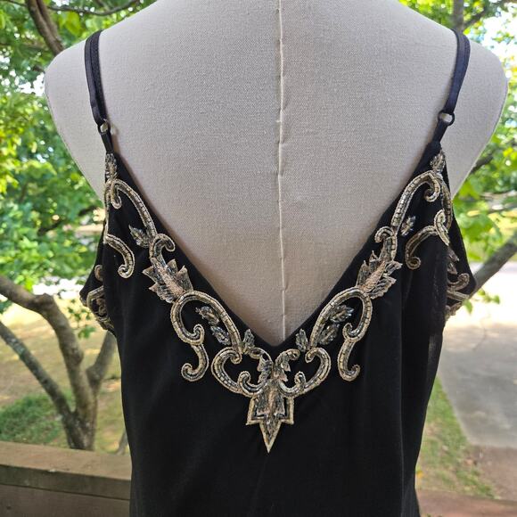 Vintage Y2K Whimsigoth Fairy Sheer Chiffon Beaded Asymmetrical Hem Dress 16 Hoco - Picture 6 of 12